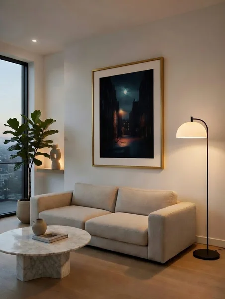 Poster Déco Ruelle Nocturne, Lune Art Urbain Mystique Print