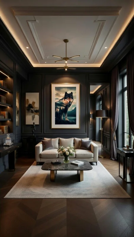 Poster Moderne Loup Montagne Double Exposition Nature