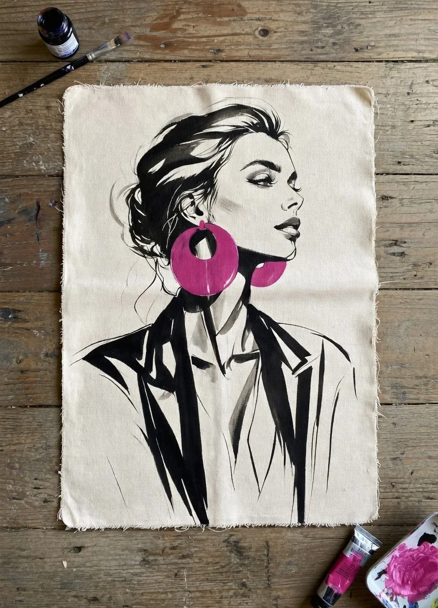 Tableau Canvas Mode Femme Noir Blanc Rose Fuchsia Art Chic