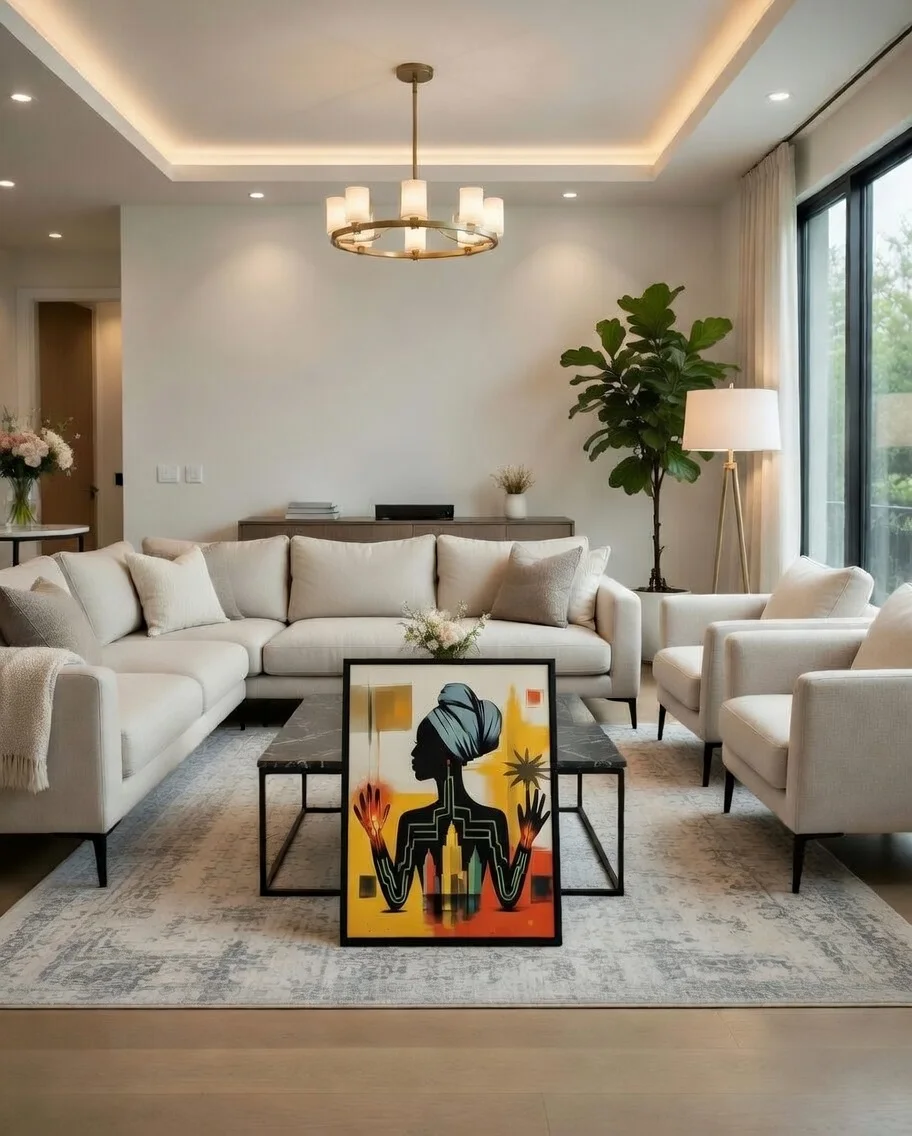 Tableau Femme Africaine Silhouette, City Art Esprit urbain Afro Moderne