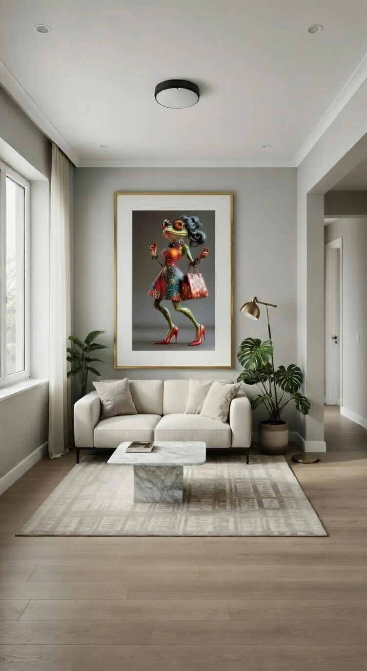 Poster Premium Grenouille Fashion Glamour, Art Funky Humour Chic