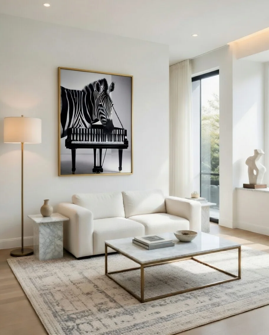 Poster Zèbre Piano Noir & Blanc, Décoration Murale Moderne