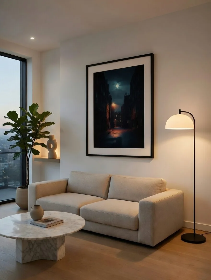 Poster Déco Ruelle Nocturne, Lune Art Urbain Mystique Print