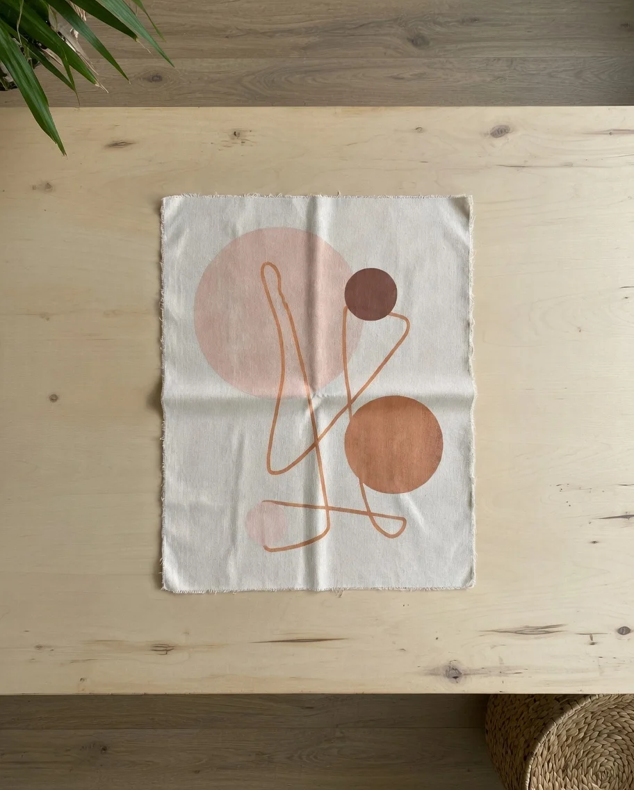 Tableau Canvas Abstrait Minimaliste Cercles Terracotta Rose - Art Mural