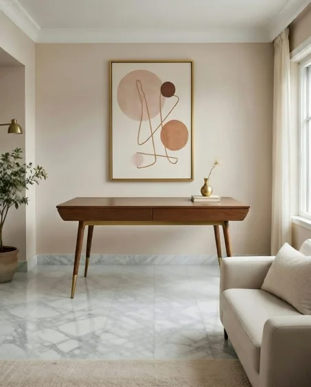 Tableau Canvas Abstrait Minimaliste Cercles Terracotta Rose - Art Mural