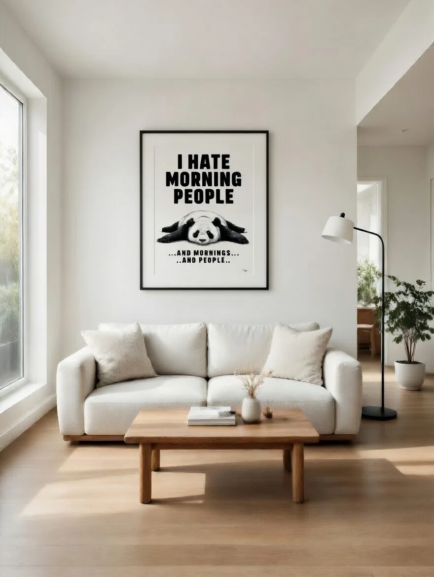 Poster Panda I Hate Morning People, Affiche Humour Drôle