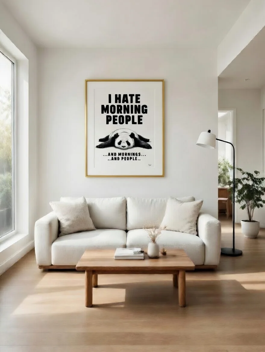 Poster Panda I Hate Morning People, Affiche Humour Drôle