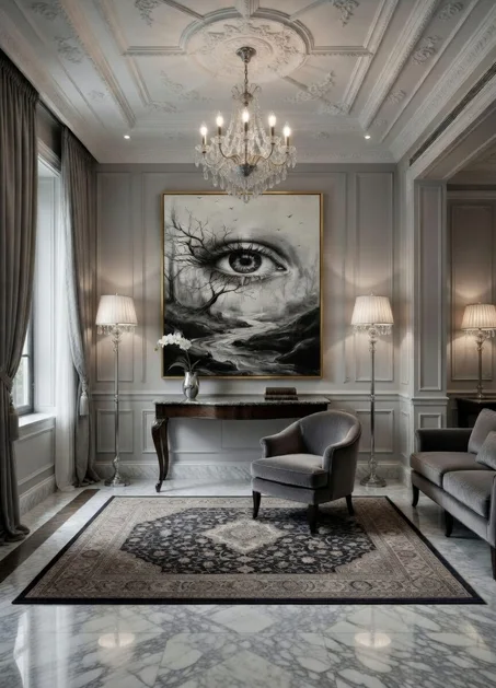 Tableau Canvas Œil Surréaliste Noir & Blanc Art Mural Sombre