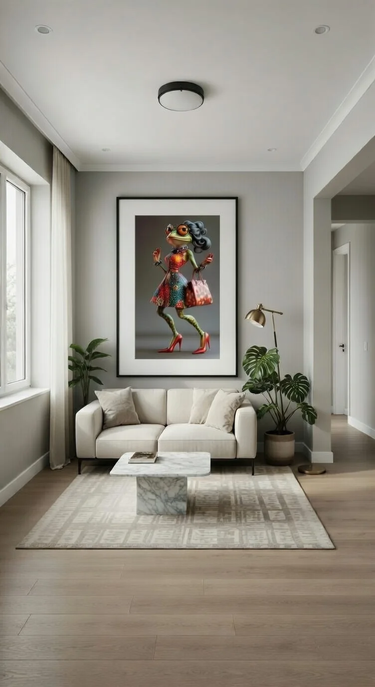 Poster Premium Grenouille Fashion Glamour, Art Funky Humour Chic