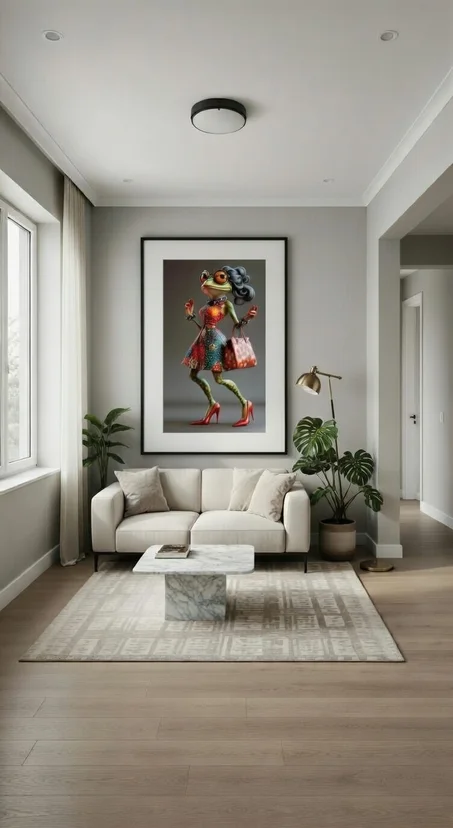 Poster Premium Grenouille Fashion Glamour, Art Funky Humour Chic