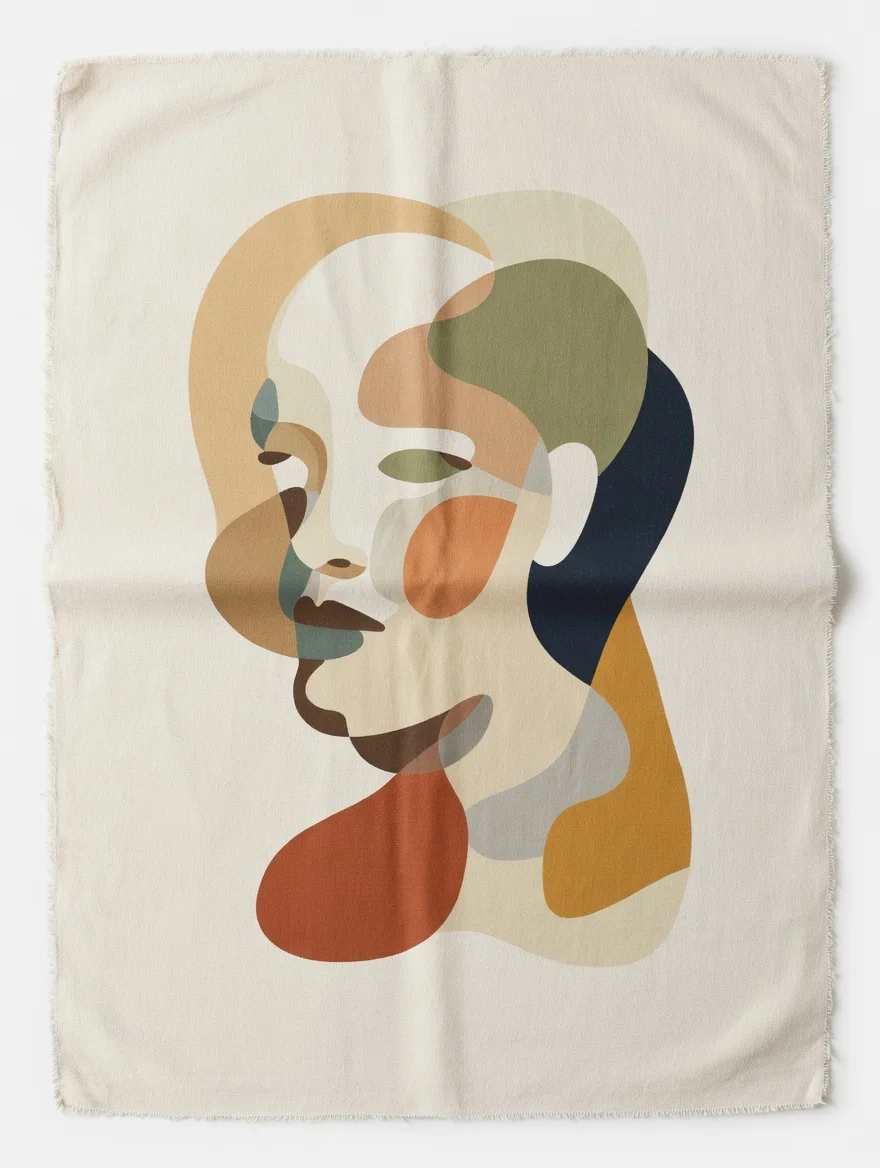 Canvas Premium, Portrait Féminin Abstrait Tons Terre Douce