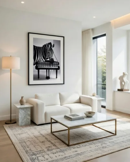Poster Zèbre Piano Noir & Blanc, Décoration Murale Moderne