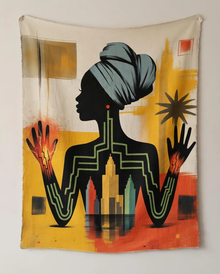 Tableau Femme Africaine Silhouette, City Art Esprit urbain Afro Moderne