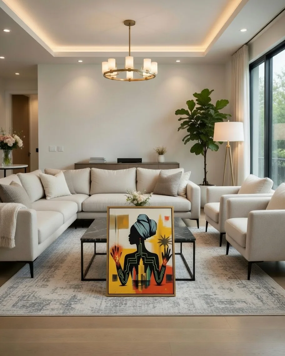 Tableau Femme Africaine Silhouette, City Art Esprit urbain Afro Moderne