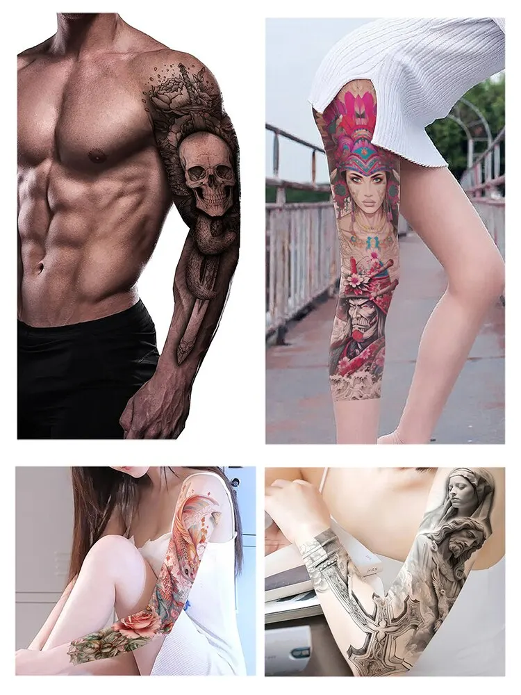 Autocollant de tatouage étanche pour bras complet