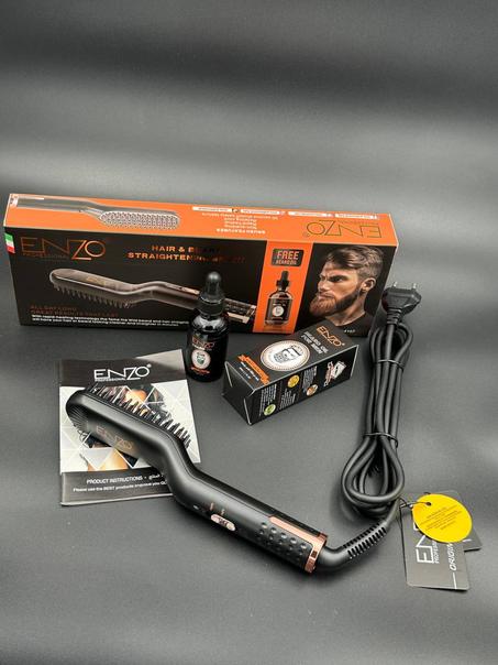 ✨ فرشاة ENZO الاحترافية لفرد الشعر واللحية + زيت اللحية مجانًا ✨