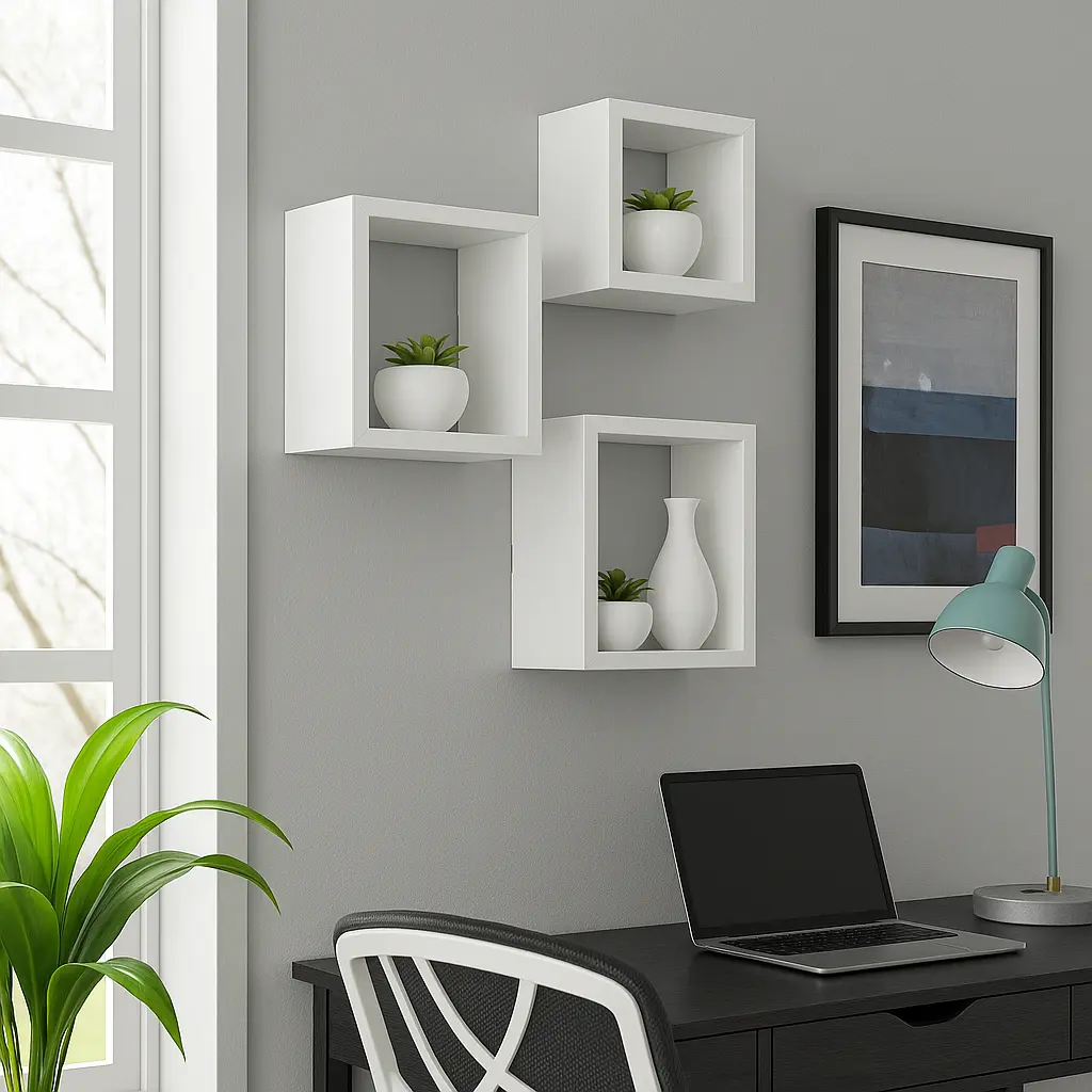 Ensemble de 3 étagères murales décoratives blanc – Design moderne