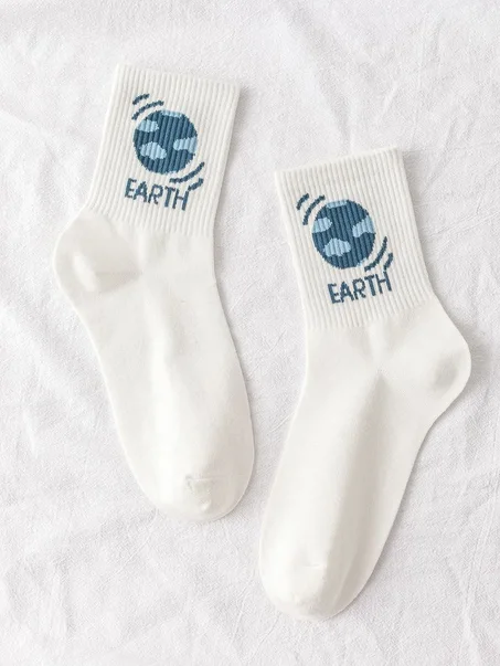 Earth Print Crew Socks