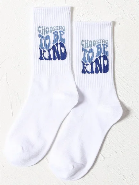 Choosing to be kind Slogan Graphic Crew Socks
