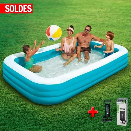 حوض سباحة عائلي قابل للنفخ  مع منفاخ هوائي هدية