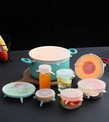 Lot de 12 Couvercles alimentaires extensibles et réutilisables