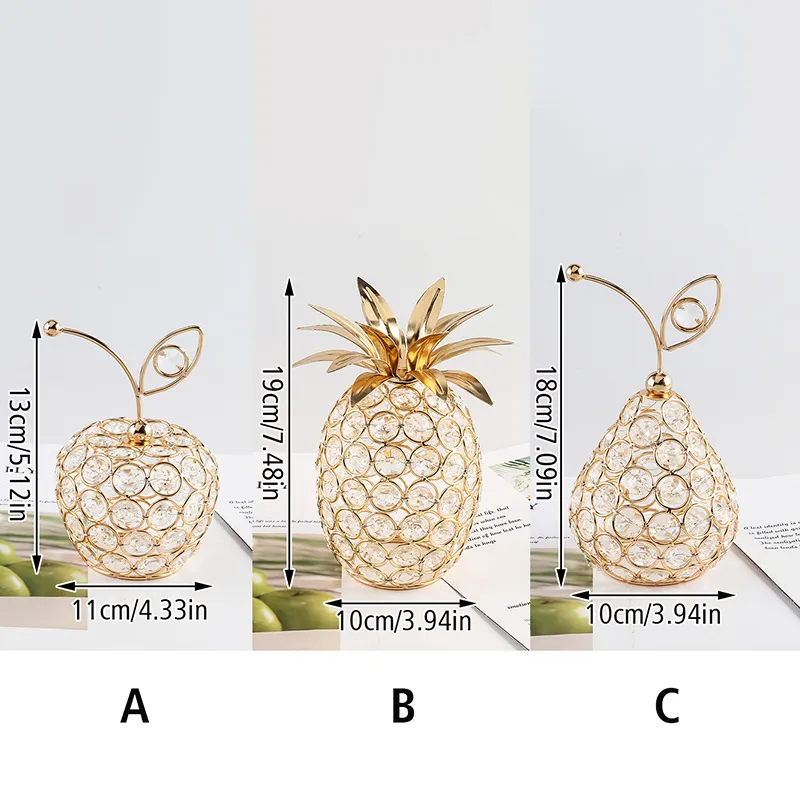 Crystal Apple Ornaments Bling Rhinestone Pineapple Shape