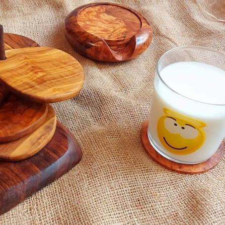 صحن الفنجان من خشب الكركاع Sous tasse en bois de noyer