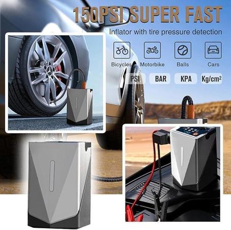 شاحن بطارية سيارة متنقل و منفاخ إطارات 12000 مللي أمبير