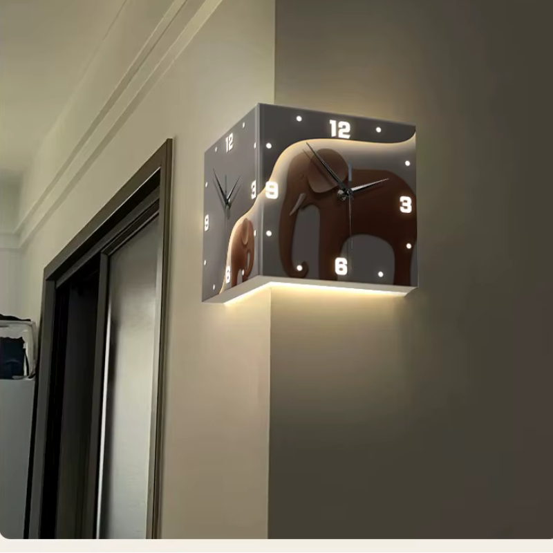 ساعة حائط زاوية أنيقة بإضاءة LED