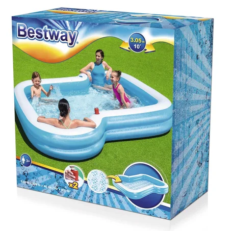 Piscine familiale courbe bleue