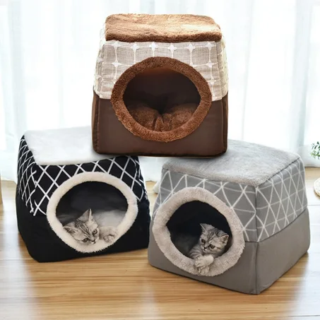 Niche confortable pour petits chiens et chiots double usage