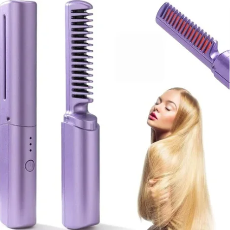 مكواة شعر لاسلكية بفرشات حرارية, حل سريع لفرد الشعر في اي وقت