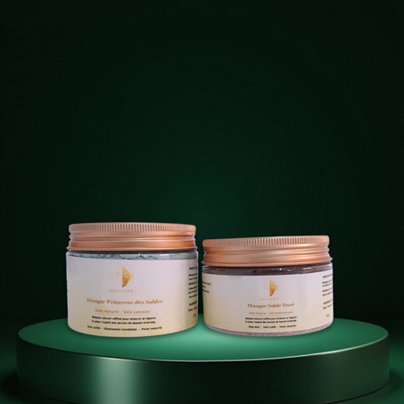 Pack Masques Éclat & Glow – Princesse des Sables + Sable Doré