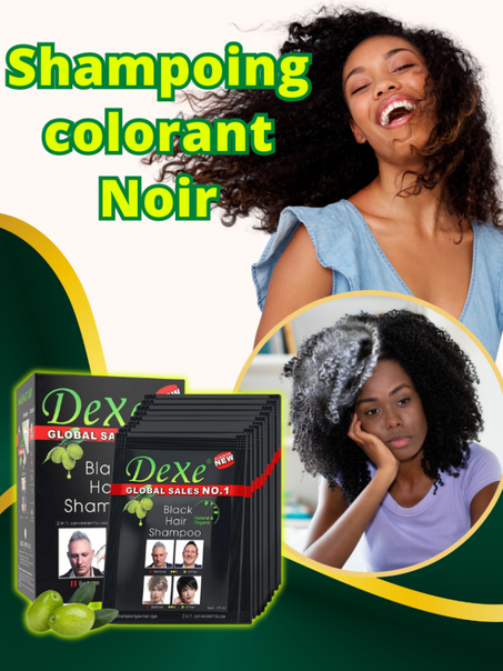 Shampoing Colorant Noir, Seulement 5 minutes de blanc deviennent des cheveux noirs