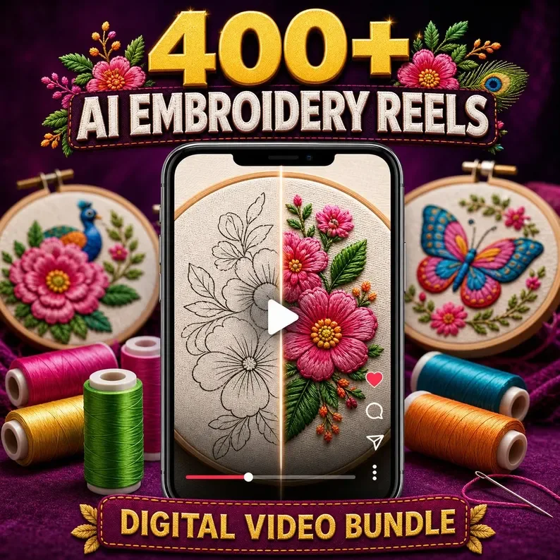 أكثر من 400+ فيديو تطريز راقي بالذكاء الاصطناعي (400+ AI Embroidery Reels) لإبهار متابعيك!