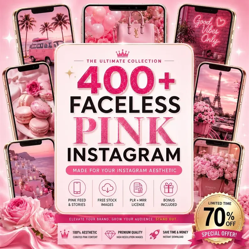 أكثر من 400+ صورة وفيديو بنكي جذاب (400+ Faceless Pink Instagram) لإعطاء حسابك مظهر راقي ومميز!