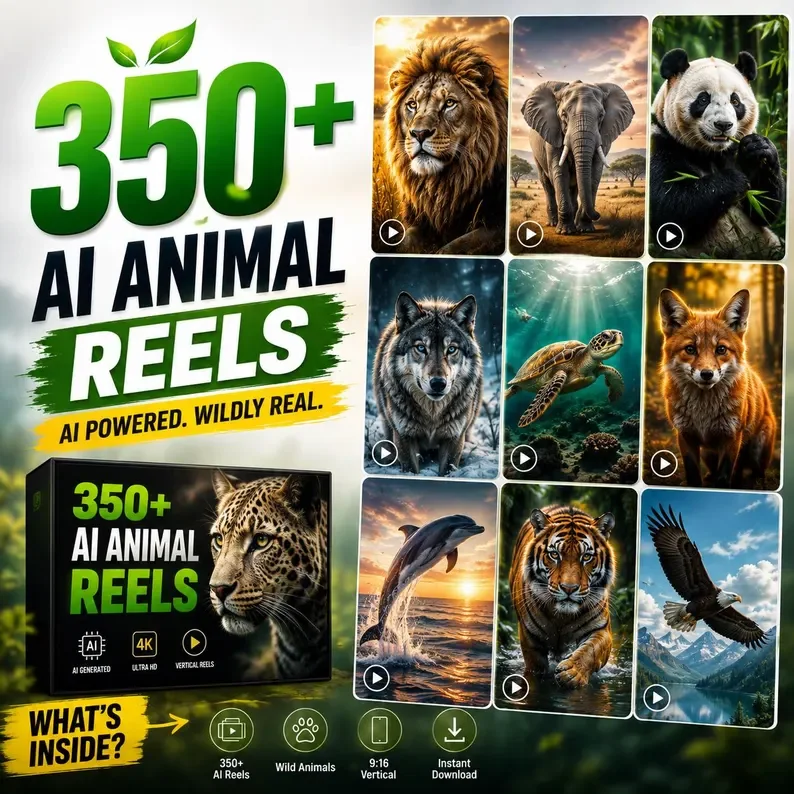 أكثر من 350+ فيديو حيوانات برية خيالية بالذكاء الاصطناعي (350+ AI Animal Reels) واقعية لدرجة مذهلة!