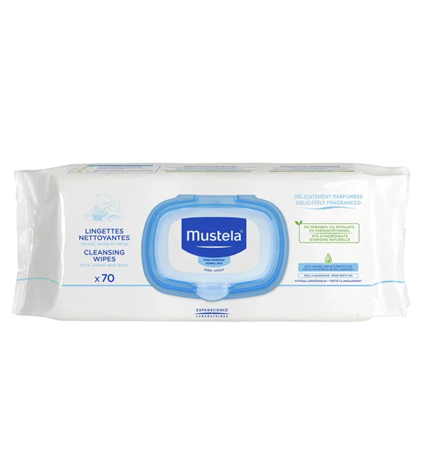 MUSTELA – Bébé-enfant Lingettes Nettoyantes – 70u