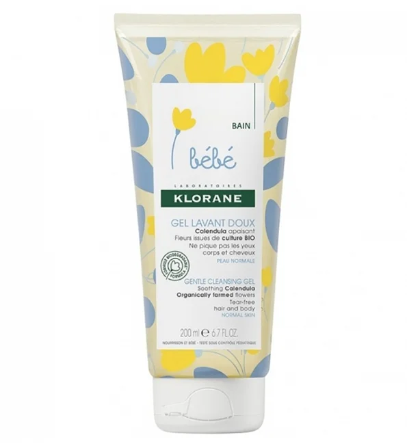 Klorane - Gel lavant doux au Calendula apaisant - Bébé - Corps et cheveux - Peau normale 200 ml