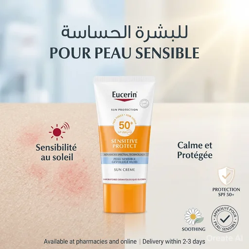 EUCERIN – Sun Sensitive Protect Crème Solaire Peau Sensible SPF50+ – 50ml