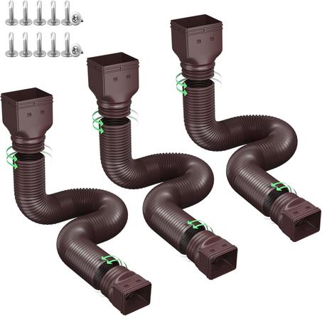 Extensiones de bajante de canalón de lluvia, extensor de bajante para drenaje de agua de lluvia flexible, tubo de extensión de drenaje de boquilla y extensible de 21 a 66 pulgadas (paquete de