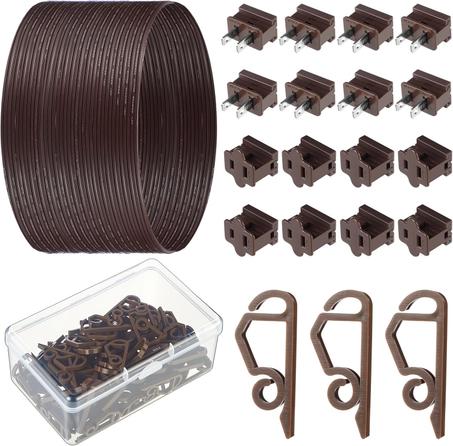 117 cables eléctricos SPT-1 de Navidad, hembra y hombre, clip de luz de Navidad, resistente a la intemperie, 18 AWG, cable de 2 conductores para luces de Navidad, suministros de decoración de