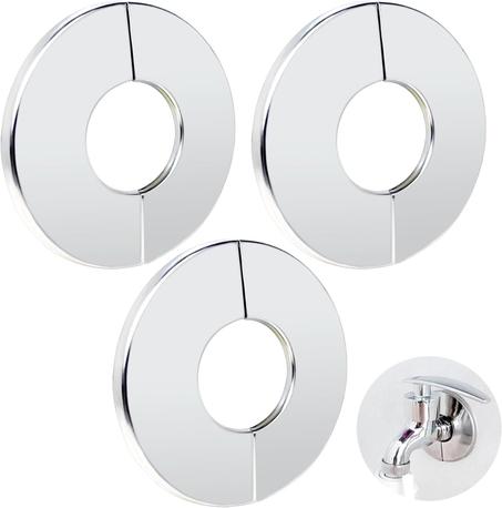 3 piezas de brida dividida de pared, placas redondas autoadhesivas, placa de cubierta de orificio de tubería de acero inoxidable, cubierta de pared de fontanería, para tubería de agua de 1.10
