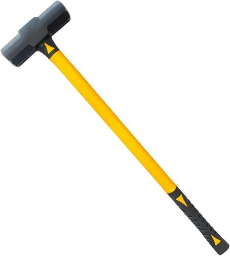 12 libras de trineo de perforación/grieta de martillo mango de fibra de vidrio en polvo recubierto con cara pulida Herramientas de trabajo pesado de metal para automotriz, industrial y