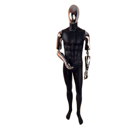 Mannequin homme polyesters , tête et main en argentée