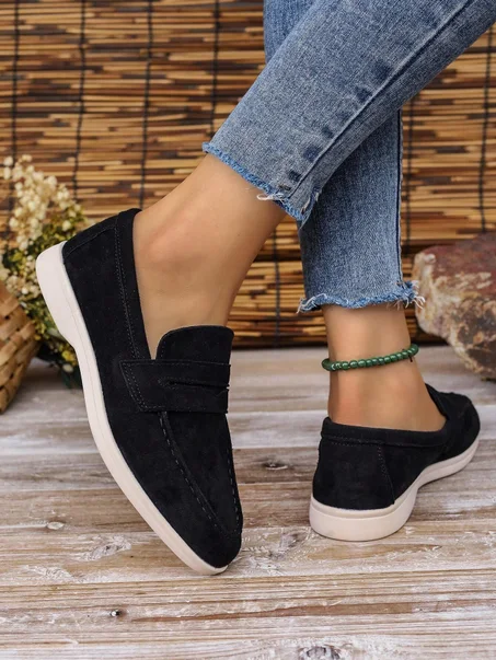 للنساء سهل الارتداء أحذية لوفر مع حزام زخرفة