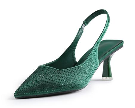 UNAI FASHION - كعب متوسط مغلق ومرصَّع بالكريستال