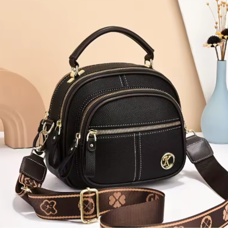 حقيبة يد نسائية عصرية  متعددة الجيوب حقيبة كتف كاجوال بتصميم متعدد الطبقات وحزام كتف قابل للتعديل