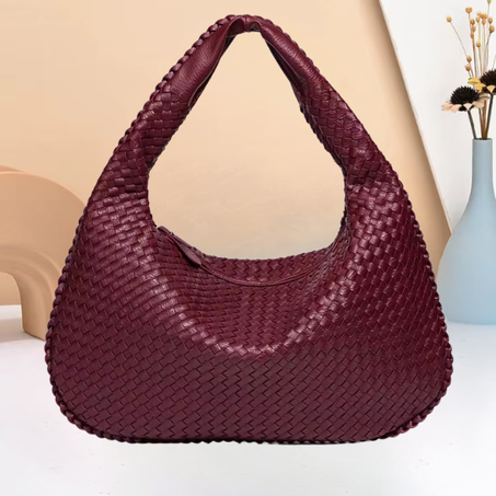 حقيبة منسوجة فرنسية راقية للنساء، حقيبة كتف متعددة الاستخدامات