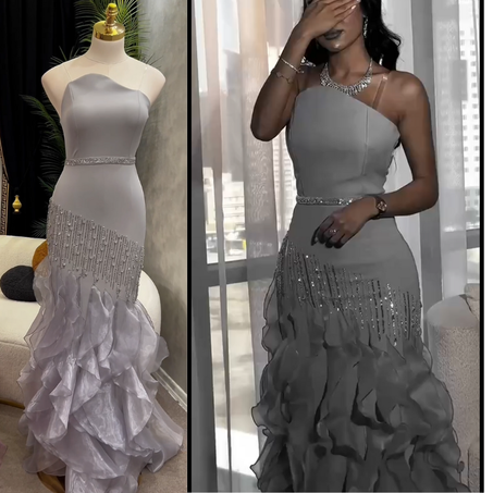 ROBE DE SOIREE MIRA GRIS🇹🇷